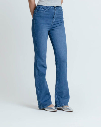 Medium Blue Elongating Flare Jeans - Hellolilo