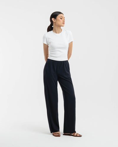 Navy Bamboo Basic Pants - Hellolilo