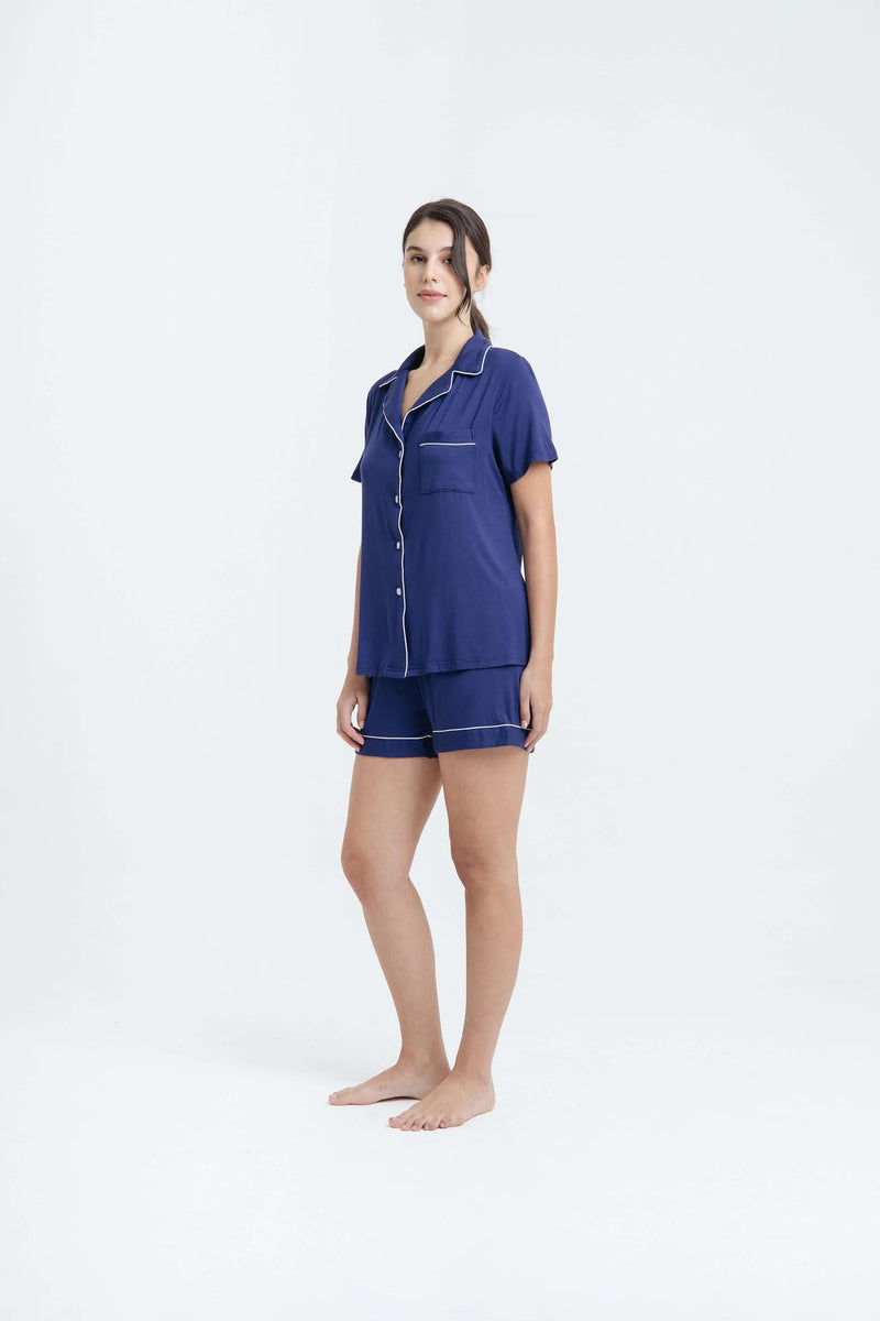 Navy Bamboo Short Pyjamas - Hellolilo