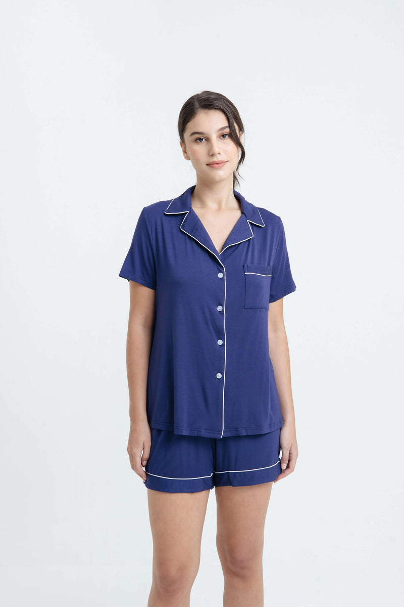 Navy Bamboo Short Pyjamas - Hellolilo