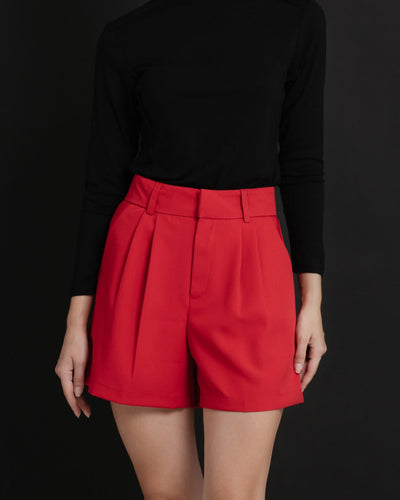 Red Basic Highwaist Shorts - Hellolilo
