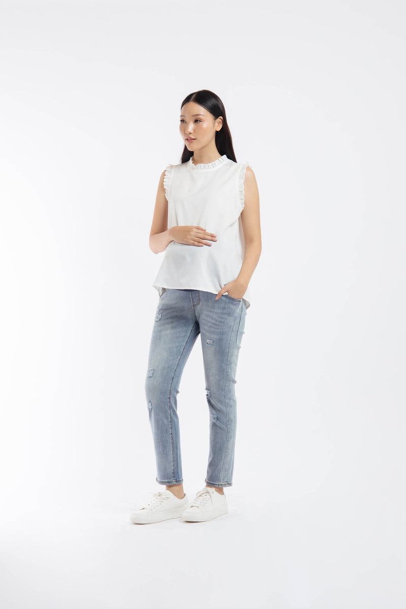 Ripped Maternity Jeans - Hellolilo