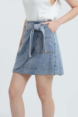 Sample Sale Wrap Denim Skirt - Hellolilo