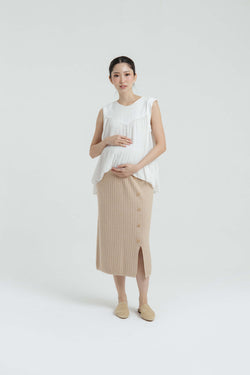 Tan Knit Maternity Skirt - Hellolilo