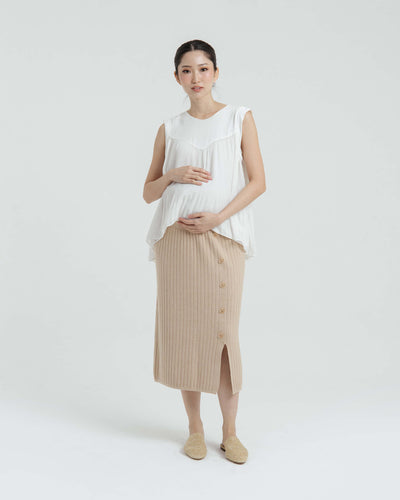 Tan Knit Maternity Skirt - Hellolilo