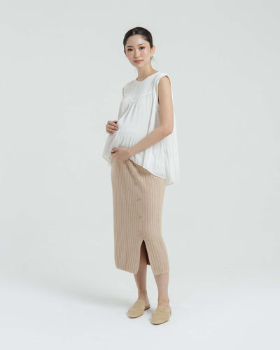 Tan Knit Maternity Skirt - Hellolilo