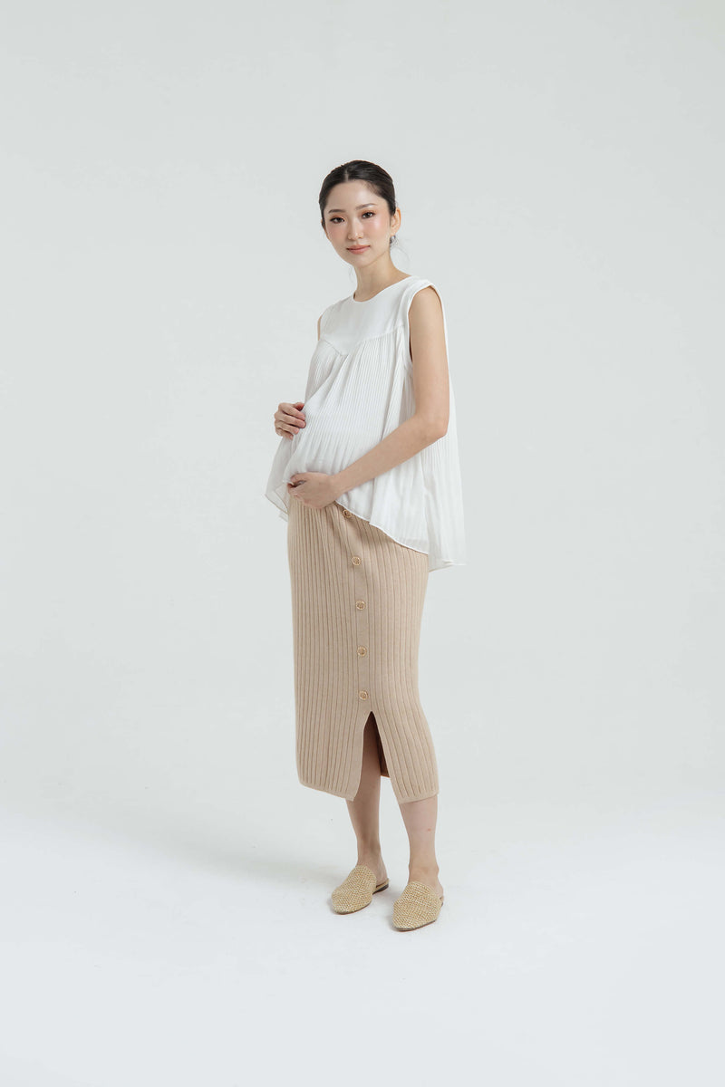 Tan Knit Maternity Skirt - Hellolilo