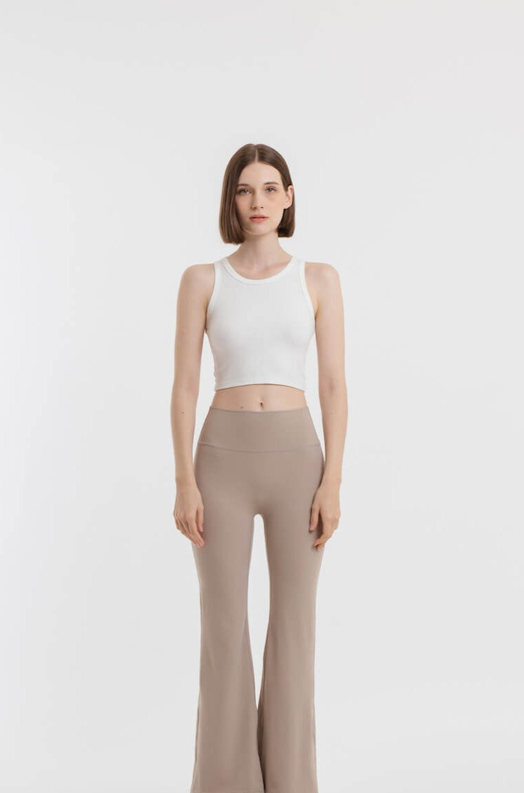 Taupe Bamboo Flare Pants - Hellolilo