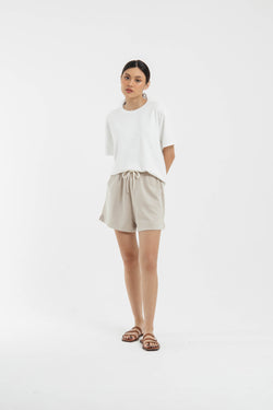 Taupe Bamboo Lyocell Basic Shorts - Hellolilo