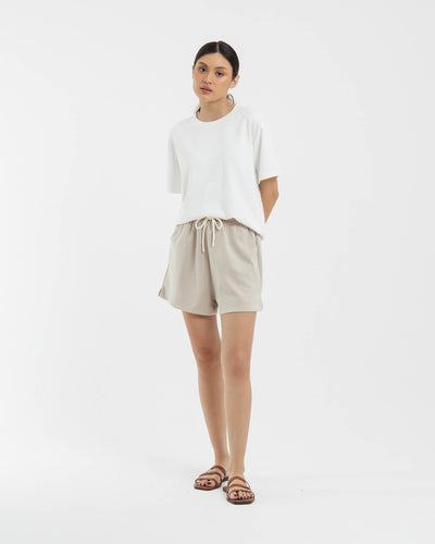 Taupe Bamboo Lyocell Basic Shorts - Hellolilo