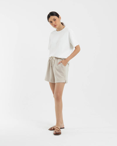 Taupe Bamboo Lyocell Basic Shorts - Hellolilo