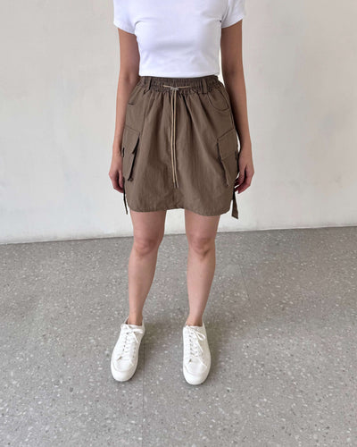 Taupe Cargo Pocket Skirt - Hellolilo