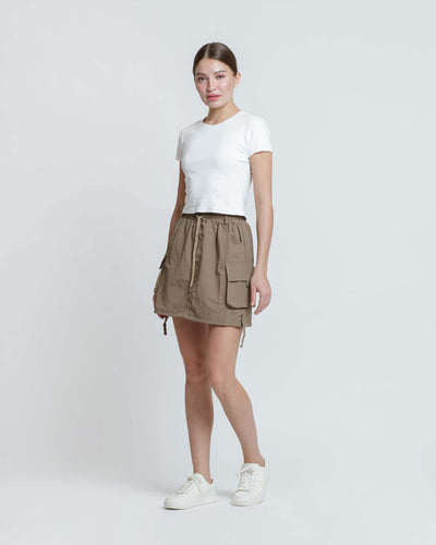 Taupe Cargo Pocket Skirt - Hellolilo