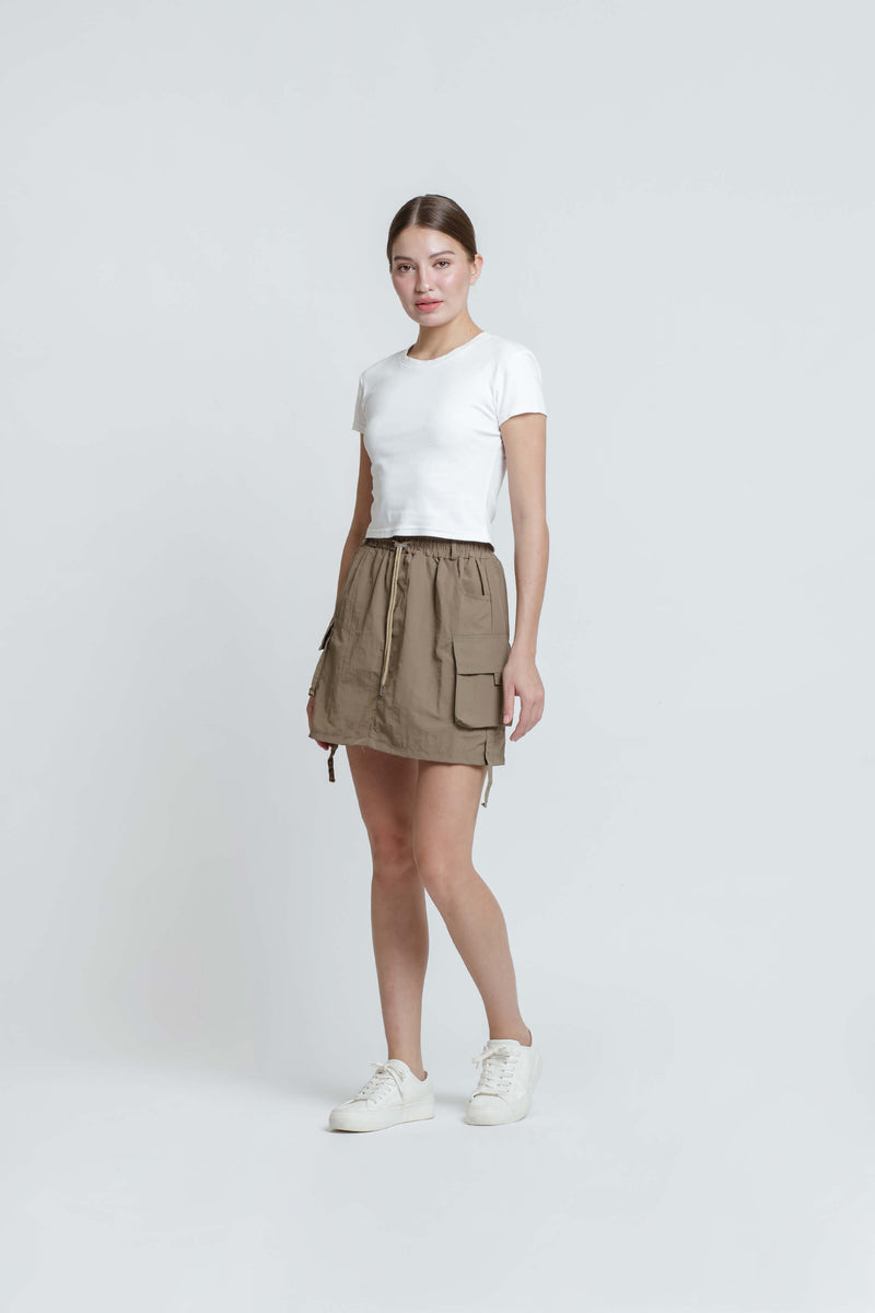 Taupe Cargo Pocket Skirt - Hellolilo