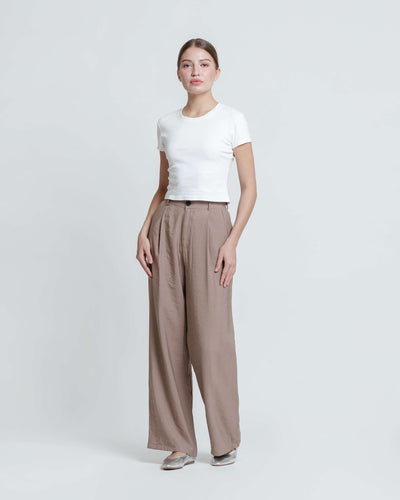 Taupe Fleur Loose Pants - Hellolilo