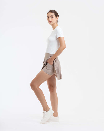Taupe Pleated Tennis Skirt - Hellolilo