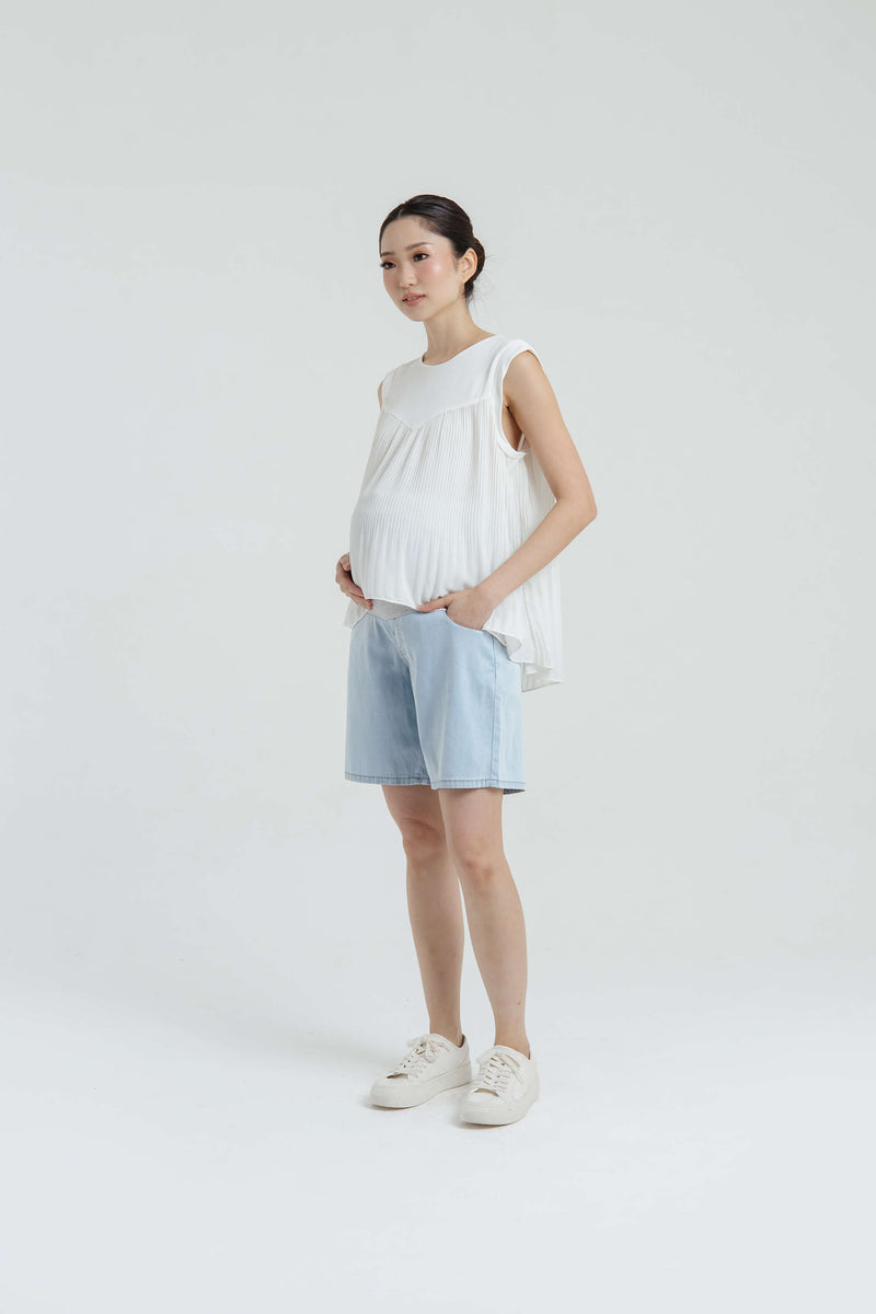 Ultrasoft Bamboo Denim Maternity Shorts - Hellolilo