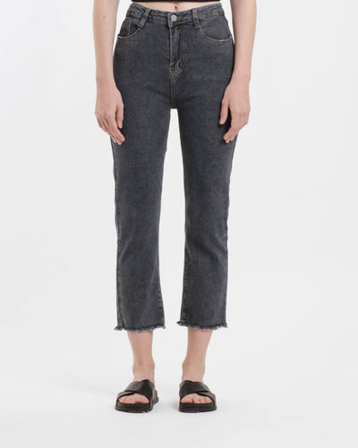 Washed Black Relaxed Jeans - Hellolilo