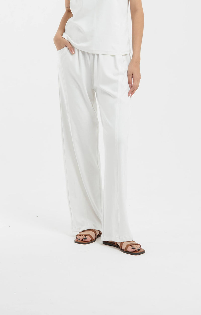 White Airy Bamboo Loose Pants - Hellolilo