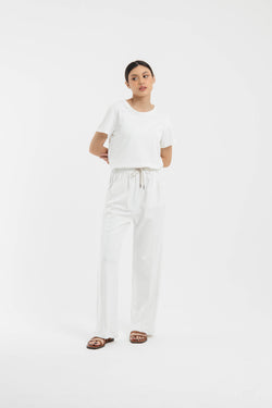 White Airy Bamboo Loose Pants - Hellolilo