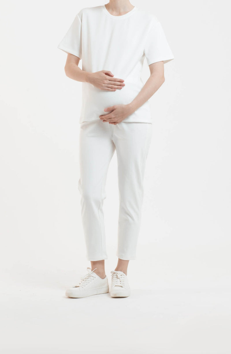 White Airy Bamboo Maternity Pants