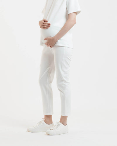 White Airy Bamboo Maternity Pants - Hellolilo
