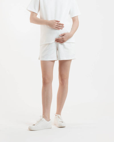 White Airy Bamboo Maternity Shorts - Hellolilo