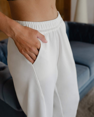 White Bamboo Lyocell Relaxed Pants - Hellolilo