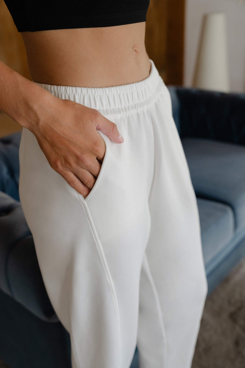 White Bamboo Lyocell Relaxed Pants - Hellolilo