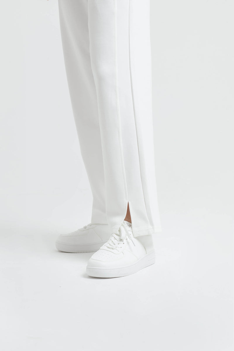 White Bamboo Lyocell Slit Pants - Hellolilo