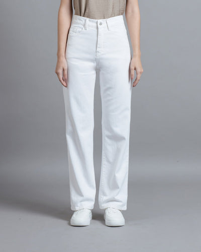 White Basic Loose Jeans Long - Hellolilo