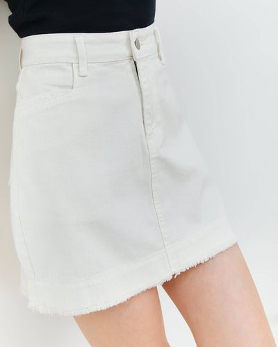 White Denim Skirt - Hellolilo