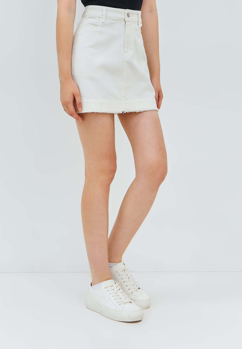 White Denim Skirt - Hellolilo