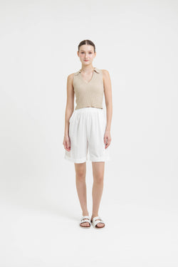 White Linen Shorts - Hellolilo