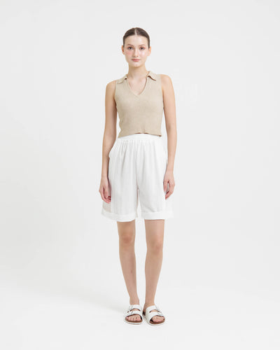 White Linen Shorts - Hellolilo