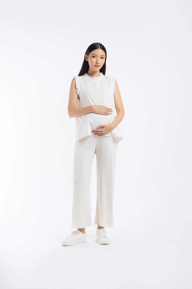 White Maternity Soft Pants - Hellolilo