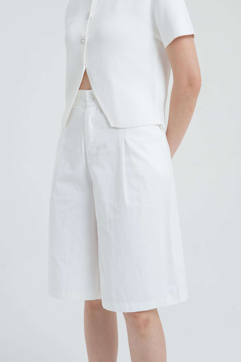 White Midi Shorts - Hellolilo