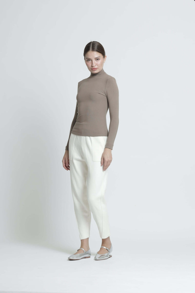 White Relaxed Knit Winter Pants - Hellolilo