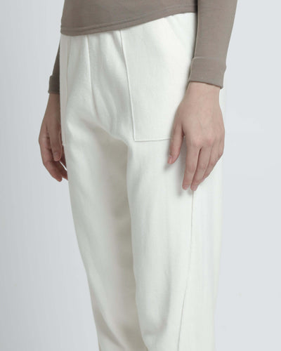 White Relaxed Knit Winter Pants - Hellolilo