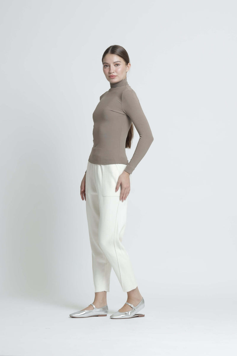 White Relaxed Knit Winter Pants - Hellolilo