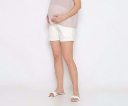 White Sally Denim Shorts Maternity - Hellolilo