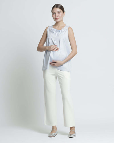 White Ultrasoft Bamboo 2.0 Maternity Basic Pants - Hellolilo