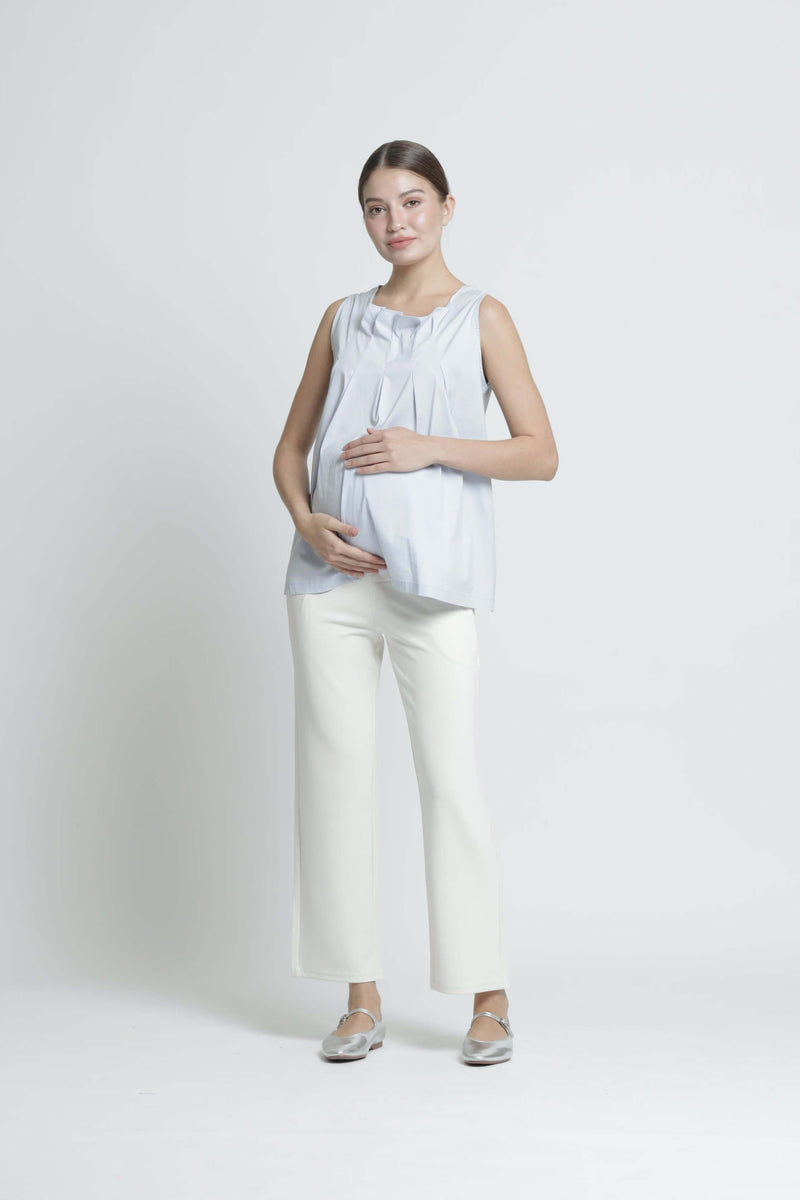 White Ultrasoft Bamboo 2.0 Maternity Basic Pants - Hellolilo