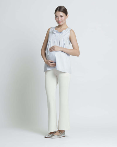 White Ultrasoft Bamboo 2.0 Maternity Flare Pants - Hellolilo