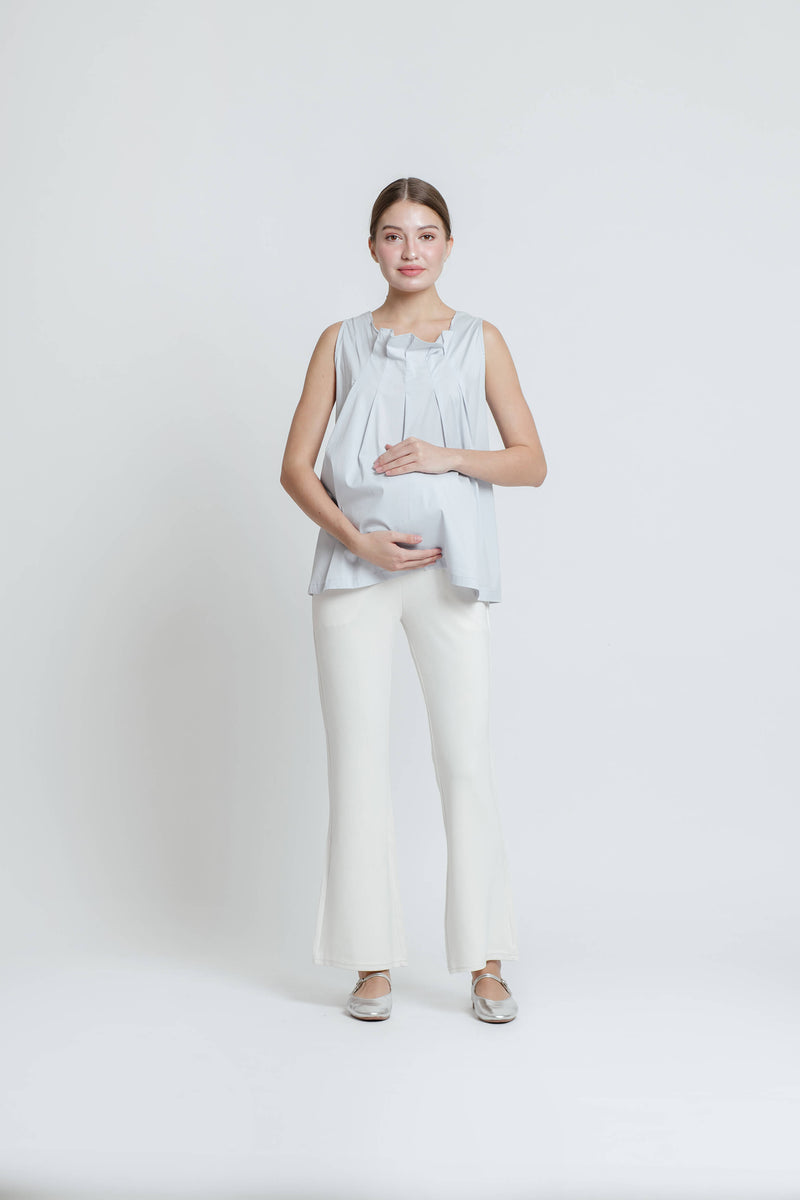 White Ultrasoft Bamboo 2.0 Maternity Flare Pants - Hellolilo