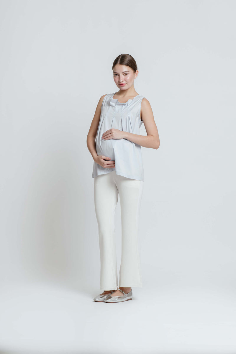 White Ultrasoft Bamboo 2.0 Maternity Flare Pants - Hellolilo