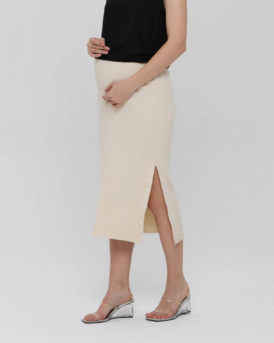 Beige Knit Maternity Skirt - Hellolilo