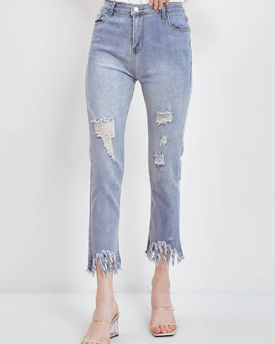 Frill Relaxed Jeans - Hellolilo
