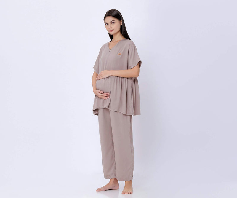 Taupe Lilo Maternity Pyjamas - Hellolilo