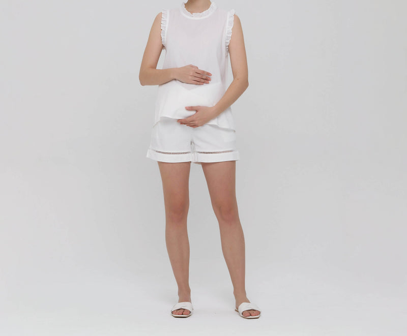 White Boa Shorts Maternity - Hellolilo